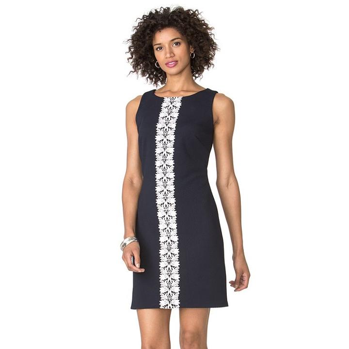 Women's Chaps Lace-trim Jacquard Dress, Size: 4, Blue Other