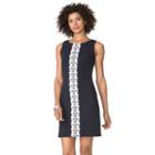 Women's Chaps Lace-trim Jacquard Dress, Size: 4, Blue Other