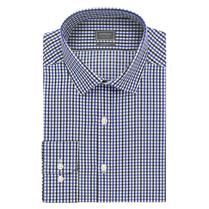 Men's Arrow Slim-fit Wrinkle-free Dress Shirt, Size: 18-34/35, Brt Blue