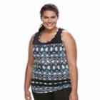 Plus Size Wild Majesty Printed Mesh Yoke Tank, Women's, Size: 1xl, Oxford
