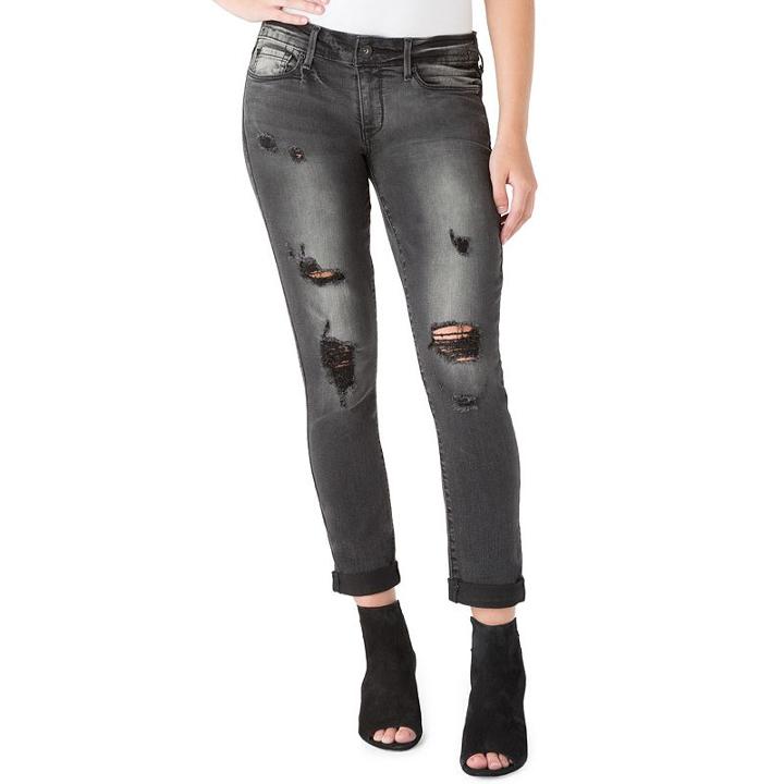 Juniors' Denizen From Levi's Ripped Boyfriend Jeans, Teens, Size: 5, Grey