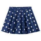 Girls 7-16 & Plus Size So&reg; French Terry Nep Foil Patterned Circle Skirt, Size: M/10, Dark Blue