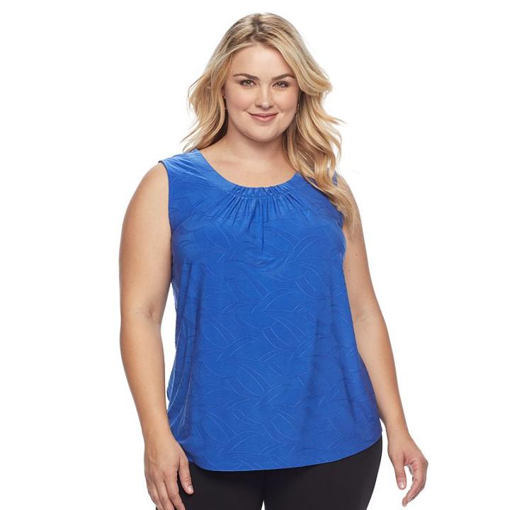Plus Size Croft & Barrow&reg; Printed Jacquard Tank, Women's, Size: 1xl, Blue (navy)