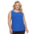 Plus Size Croft & Barrow&reg; Printed Jacquard Tank, Women's, Size: 1xl, Blue (navy)