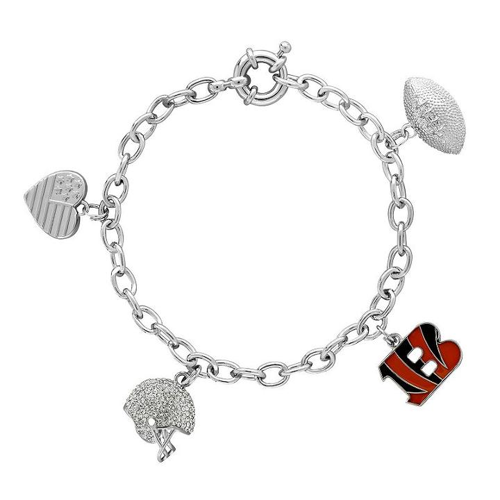 Cincinnati Bengals Charm Bracelet, Women's, Size: 7.5, White