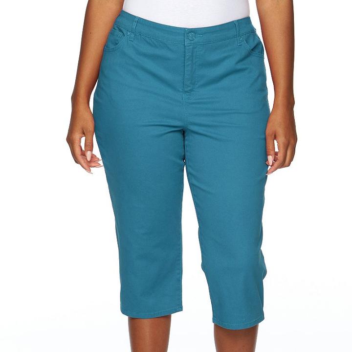 Women's Gloria Vanderbilt Lena Twill Capris, Size: 10 Avg/reg, Turquoise/blue (turq/aqua)