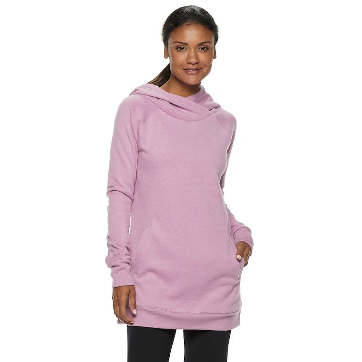 Women's Tek Gear&reg; Fleece Raglan Tunic Hoodie, Size: Medium, Med Purple