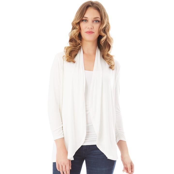Women's Apt. 9&reg; Ruched Sleeve Open-front Cardigan, Size: Medium, White