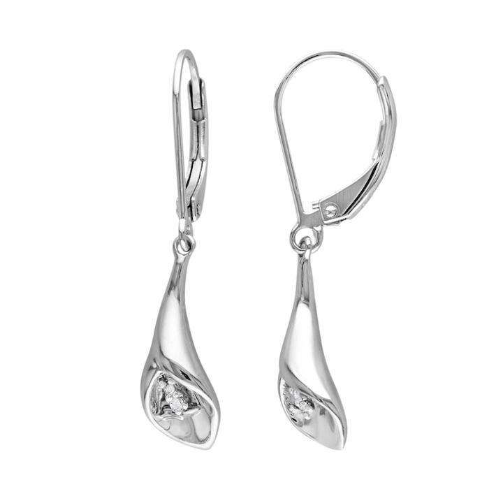 Stella Grace Sterling Silver Diamond Accent Calla Lily Drop Earrings, Women's, Grey