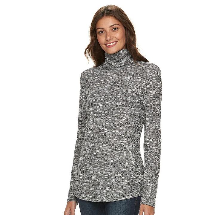 Women's Croft & Barrow&reg; Ribbed Turtleneck, Size: Xxl, White