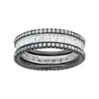 Two Tone Sterling Silver Cubic Zirconia Stackable Eternity Ring Set, Women's, Size: 9, White