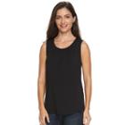 Women's Croft & Barrow&reg; Print Shirred Tank, Size: Medium, Black