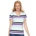 Women's Croft & Barrow&reg; Essential V-neck Tee, Size: Xl, Turquoise/blue (turq/aqua)