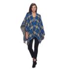 Apt. 9&reg; Reversible Frayed Plaid Ruana, Women's, Dark Blue