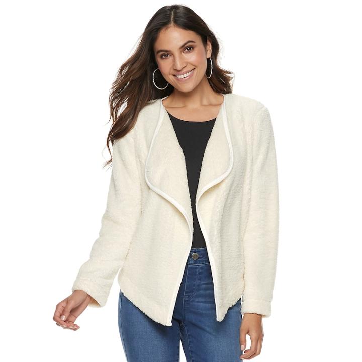 Women's Juicy Couture Open-front Sherpa Cozy Cardigan, Size: Medium, White