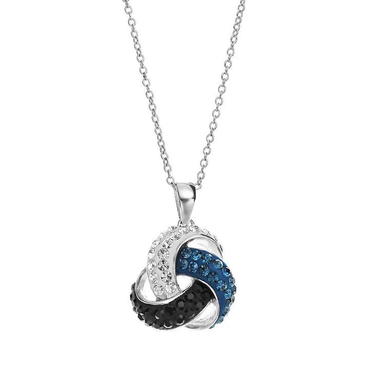Crystal Silver-plated Knot Pendant Necklace, Women's, Size: 18, White
