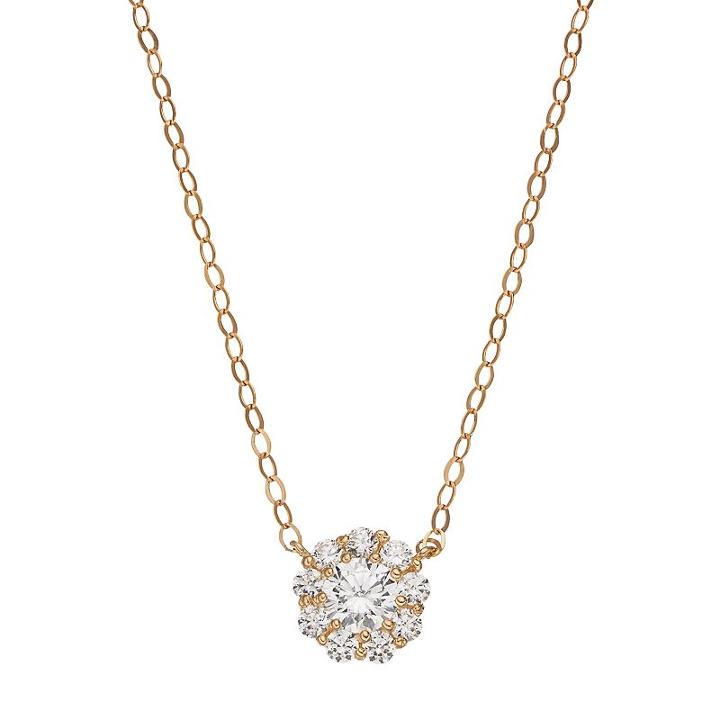 Gold 'n' Ice 10k Gold Cubic Zirconia Flower Pendant Necklace, Women's, White