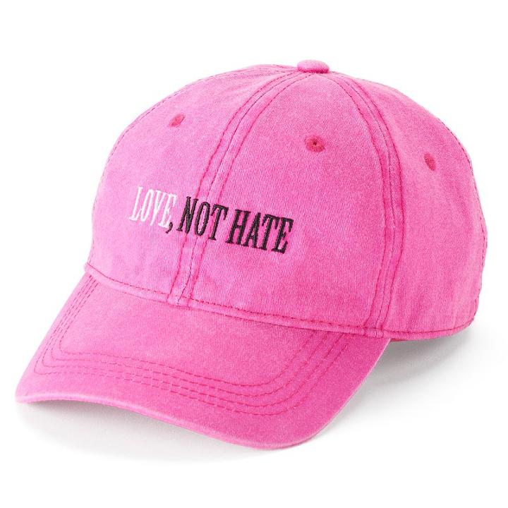 Women's So&reg; Embroidered Love, Not Hate Baseball Cap, Dark Pink