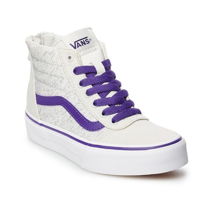 Vans Ward Hi Zip Girls Skate Shoes, Size: 3, White