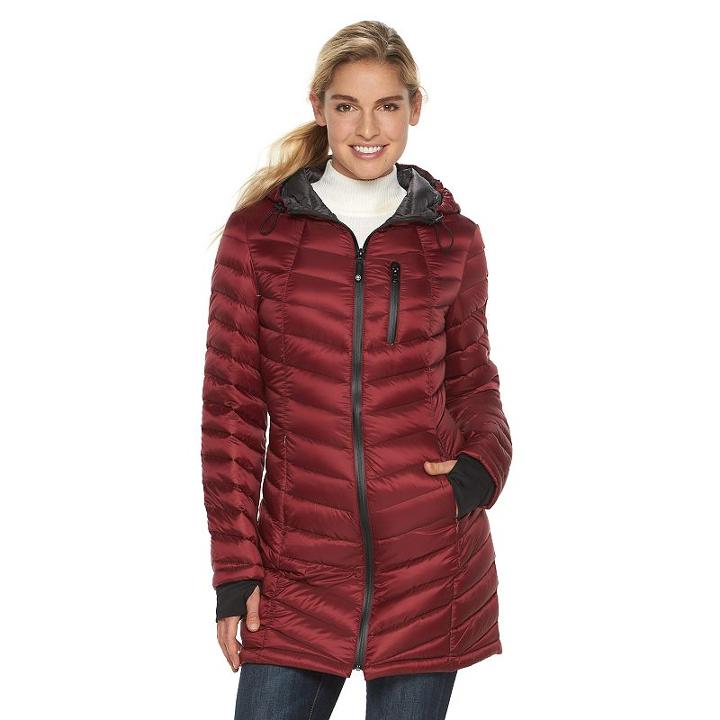 Women's Halitech Hooded Down Packable Jacket, Size: Large, Red