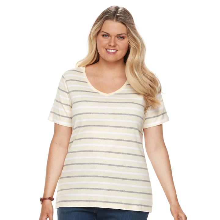 Plus Size Croft & Barrow&reg; Essential V-neck Tee, Women's, Size: 2xl, Med Yellow