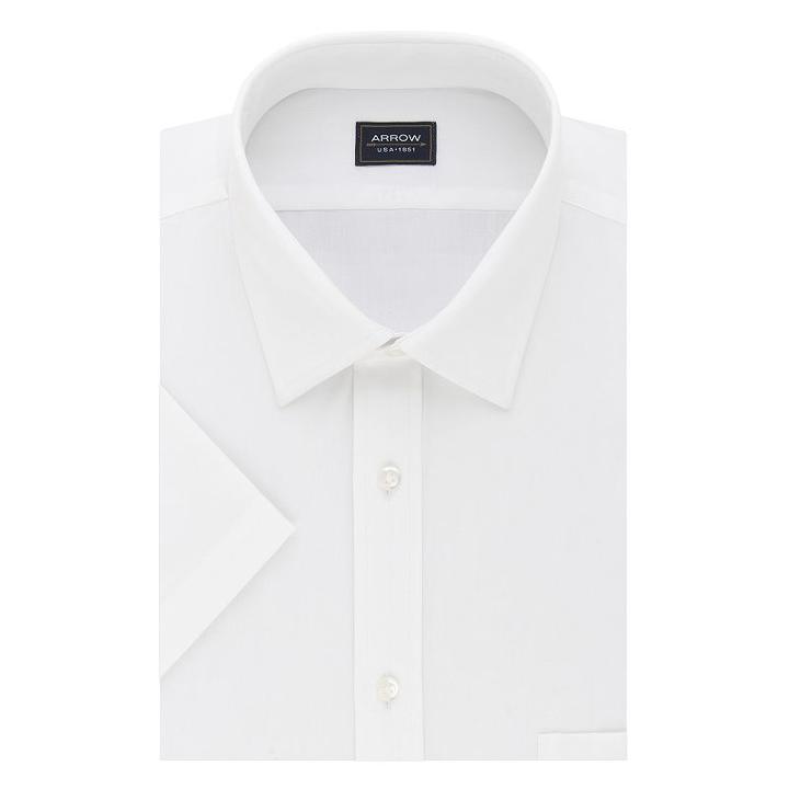Men's Arrow Regular-fit Spread-collar Dress Shirt, Size: M 15-15.5, White