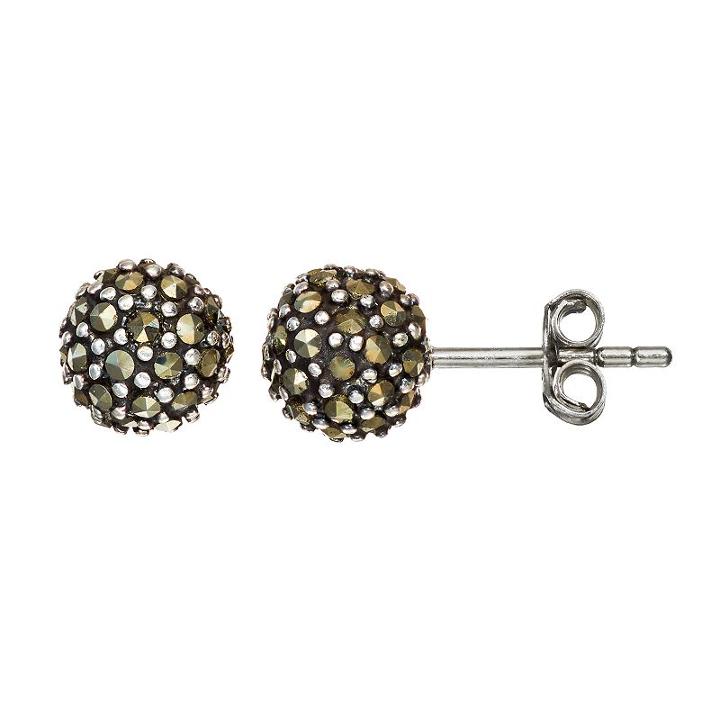 Tori Hill Marcasite Sterling Silver Ball Stud Earrings, Women's, Grey