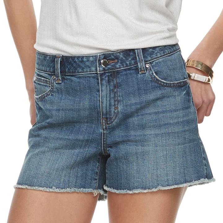 Women's Jennifer Lopez Raw-edge Jean Shorts, Size: 2, Med Blue