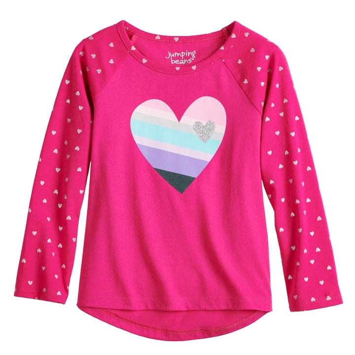 Toddler Girl Jumping Beans&reg; Glittery Raglan Graphic Tee, Size: 2t, Red