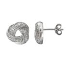 Sterling Silver 1/10-ct. T.w. Diamond Love Knot Button Stud Earrings, Women's, White