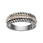 Sterling Silver & 14k Gold Cubic Zirconia Braided Ring, Women's, Size: 6, White