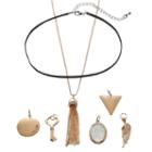 Mudd&reg; Wing, Tassel & Skeleton Key Interchangeable Charm Necklace Set, Women's, Gold