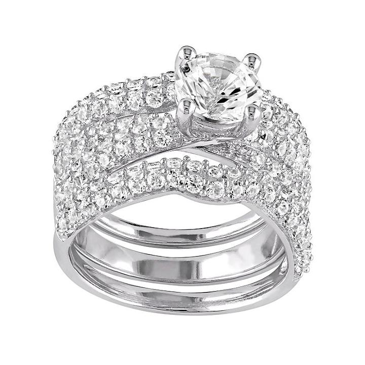 Sterling Silver Lab-created White Sapphire Ring Set, Women's, Size: 9
