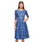 Women's Chaya Floral Lace Midi Fit & Flare Dress, Size: 14, Blue (navy)