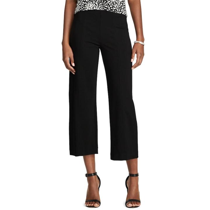 Women's Chaps Crop Wide-leg Ponte Pants, Size: Medium, Black