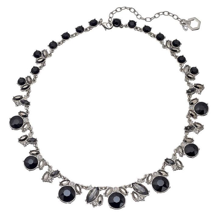 Simply Vera Vera Wang Black Graduated Stone Cluster Necklace, Women's
