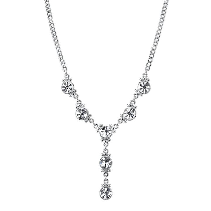 1928 Crystal Y Necklace, Women's, Size: 16, Grey
