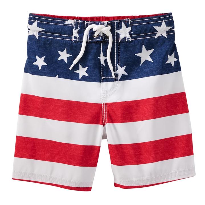 Boys 4-8 Oshkosh B'gosh&reg; American Flag Swim Trunks, Size: 4-5, Print