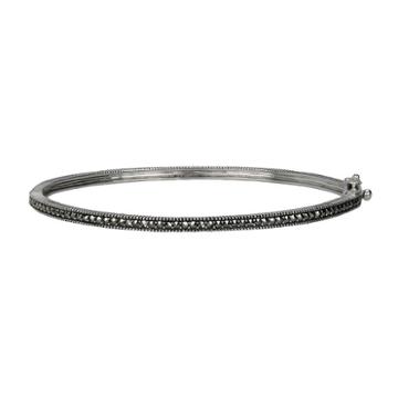Lavish By Tjm Sterling Silver Bangle Bracelet - Made With Swarovski Marcasite, Women's, Grey