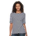 Women's Croft & Barrow&reg; Mitered Pique Top, Size: Medium, Blue