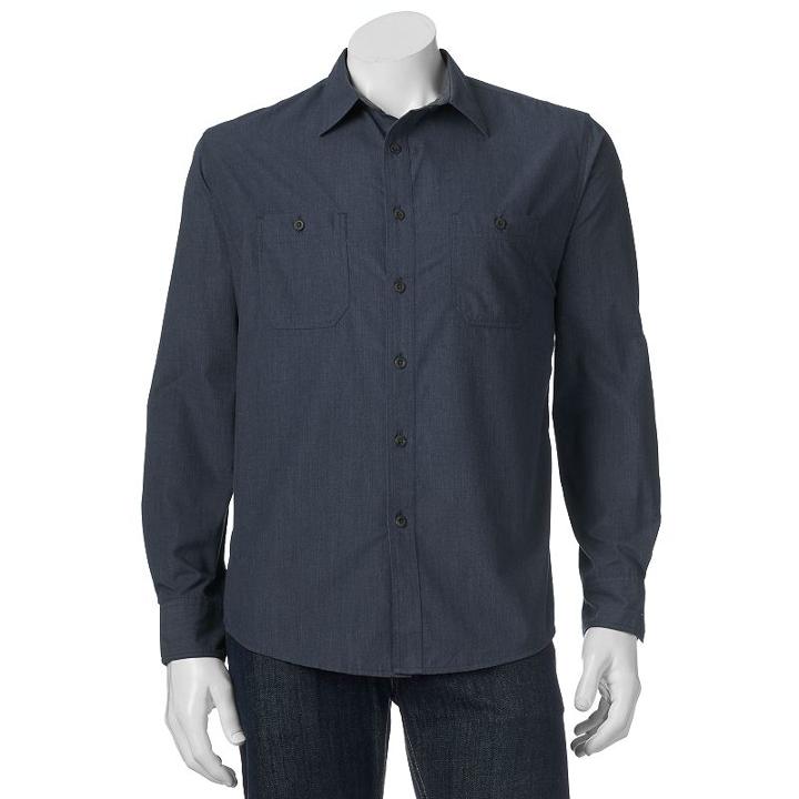 Men's Croft & Barrow&reg; Classic-fit Heathered Button-down Field Shirt, Size: Small, Dark Blue
