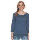 Women's Sonoma Goods For Life&trade; Fringe-hem Scoopneck Sweater, Size: Xxl, Dark Blue