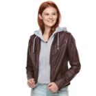 Juniors' J-2 Sherpa-lined Faux Leather Jacket, Teens, Size: Large, Med Brown