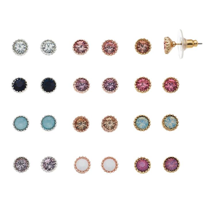 Lc Lauren Conrad Tri Tone Nickel Free Simulated Crystal Stud Earring Set, Women's, Multicolor