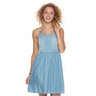 Juniors' So&reg; Strappy Chambray Skater Dress, Teens, Size: Small, Med Blue