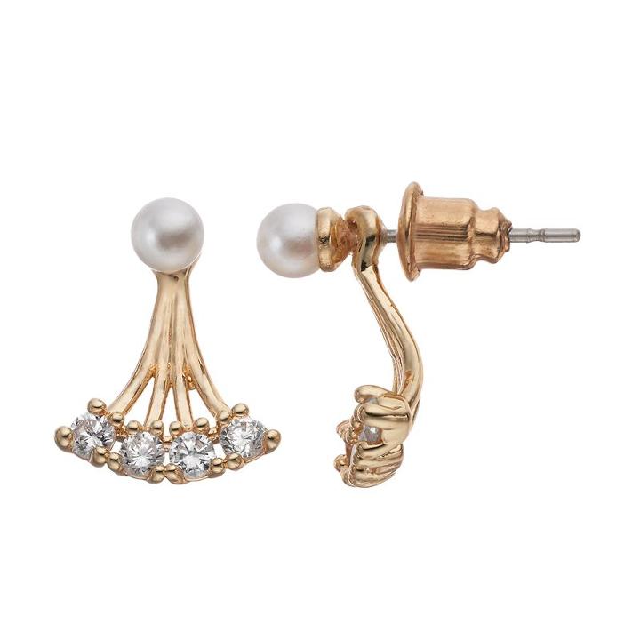 Lc Lauren Conrad Jacket Stud Earrings, Women's, Gold