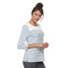 Women's Croft & Barrow&reg; Lace Yoke Popover Top, Size: Large, Med Blue
