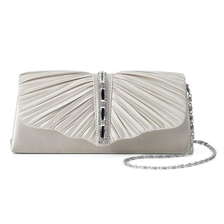 Gunne Sax By Jessica Mcclintock Andrea Satin Ruched Rhinestone Clutch, Women's, Grey