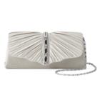 Gunne Sax By Jessica Mcclintock Andrea Satin Ruched Rhinestone Clutch, Women's, Grey