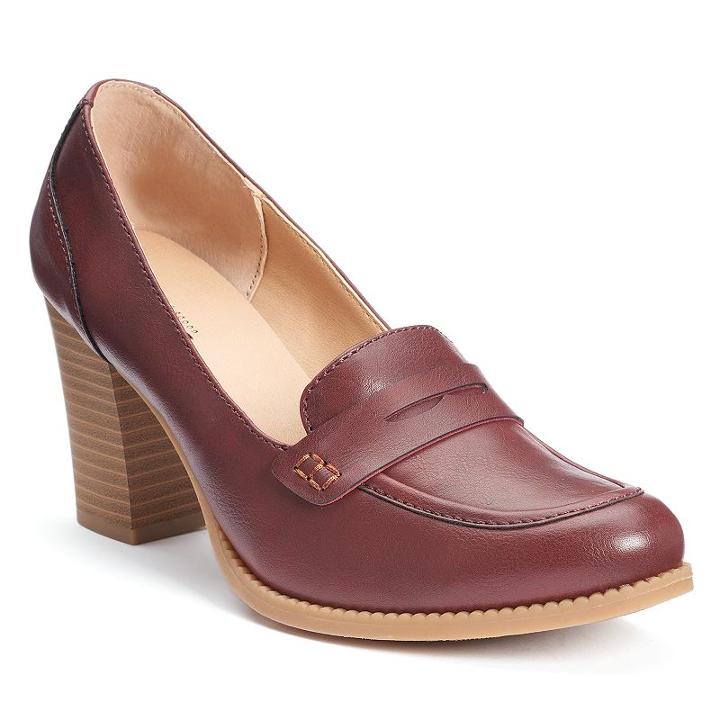Sonoma Goods For Life&trade; Women's High Heel Penny Loafers, Size: 9, Dark Red